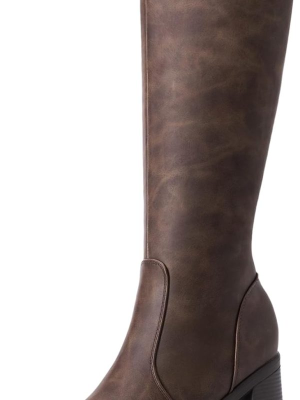 Women's Platform Square-Toe Chunky Heel Knee High Boots