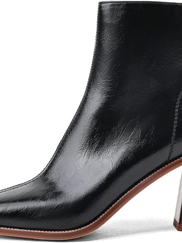 Women's Square-Toe Chunky Mid Heel Ankle Boots