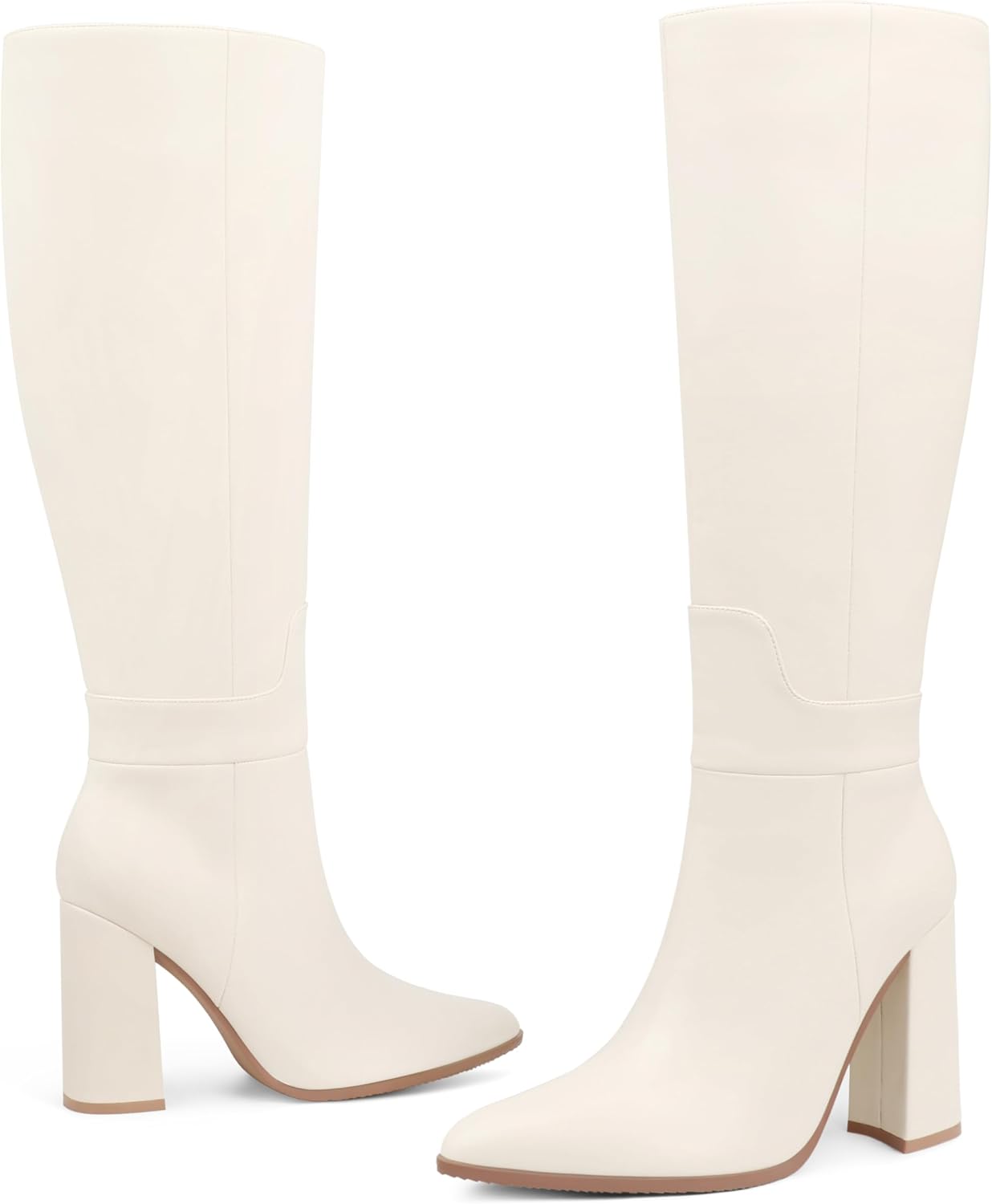 Women's Pointed-Toe Knee High Heeled Boots - Image 2