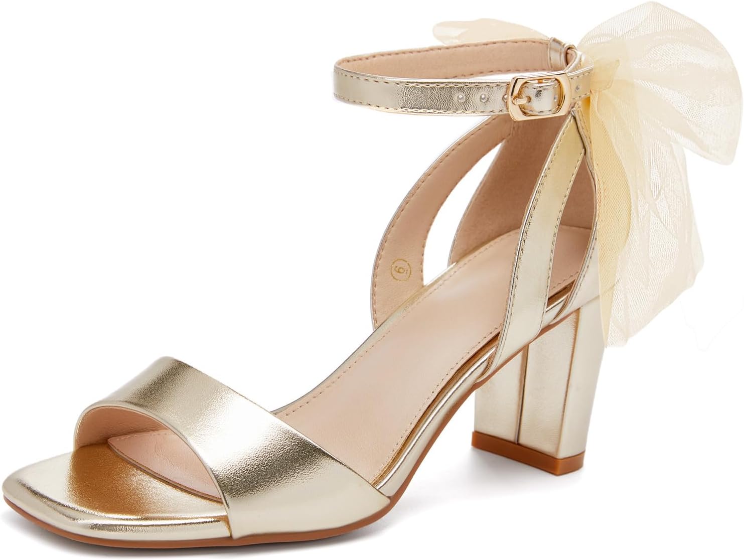 Women's Bow Detail Chunky Heel Satin Ankle Strap Sandals