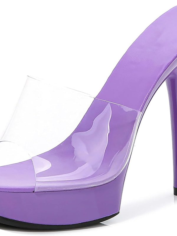 Women's Transparent Strappy Platform Open-Toe High Heel Mules