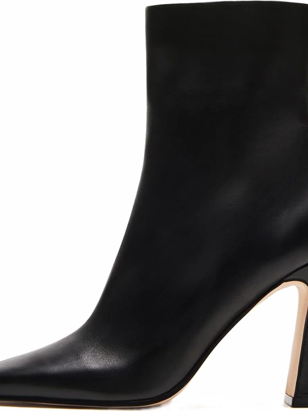 Women's Square-Toe Chunky Heel Ankle Boots with Zipper