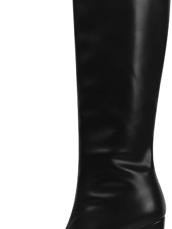 Women's Square-Toe Chunky Heel Knee High Boots
