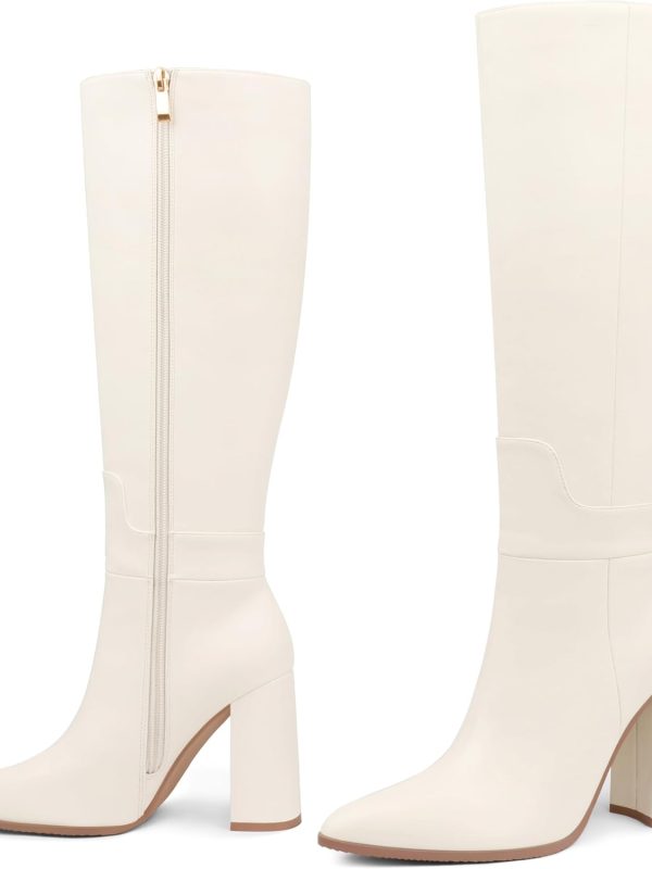 Women's Pointed-Toe Knee High Heeled Boots