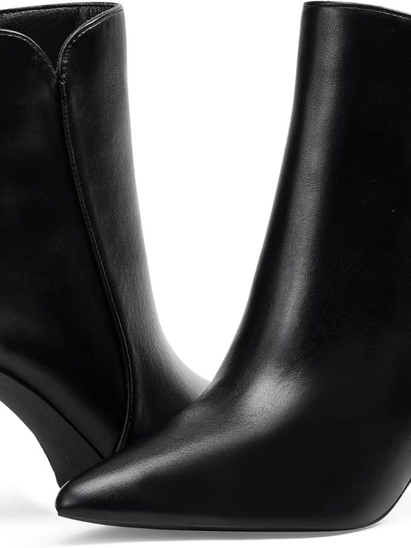 Women's Pointed-Toe High Heel Ankle Boots with Side Zipper