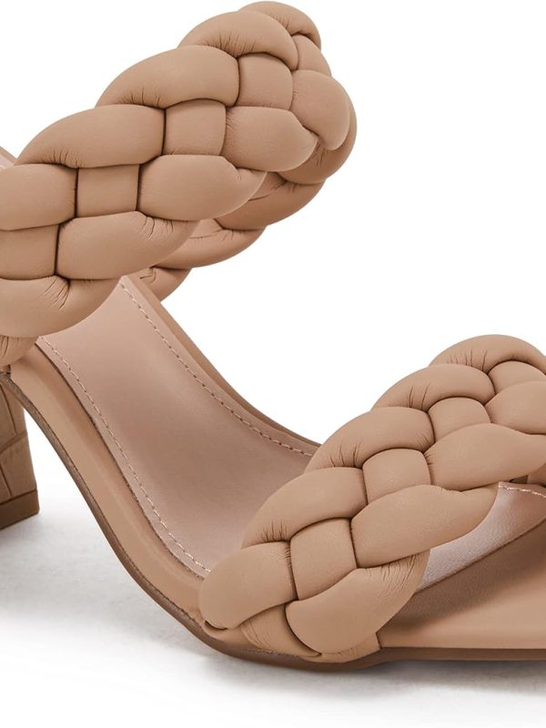 Women's Woven Double Strap Chunky Heel Summer Sandals