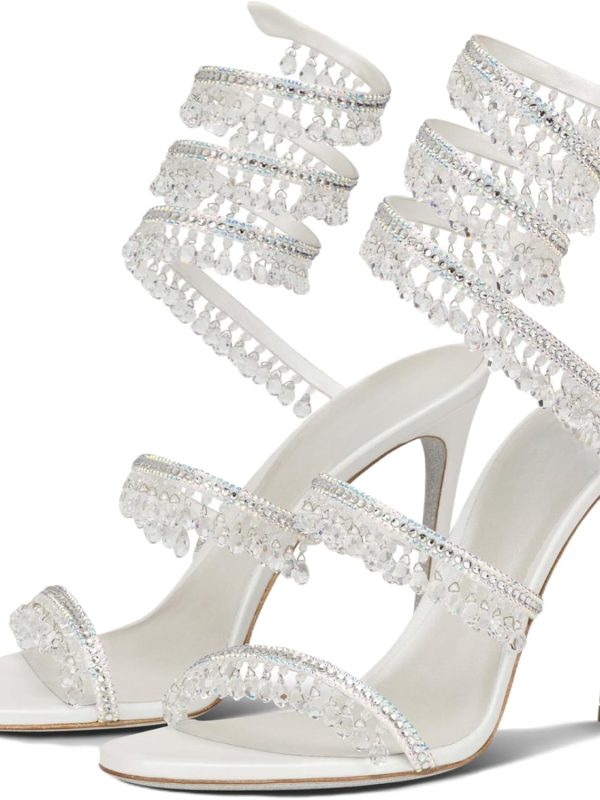 Women's Rhinestone Strappy Lace-Up Open-Toe Stiletto Sandals