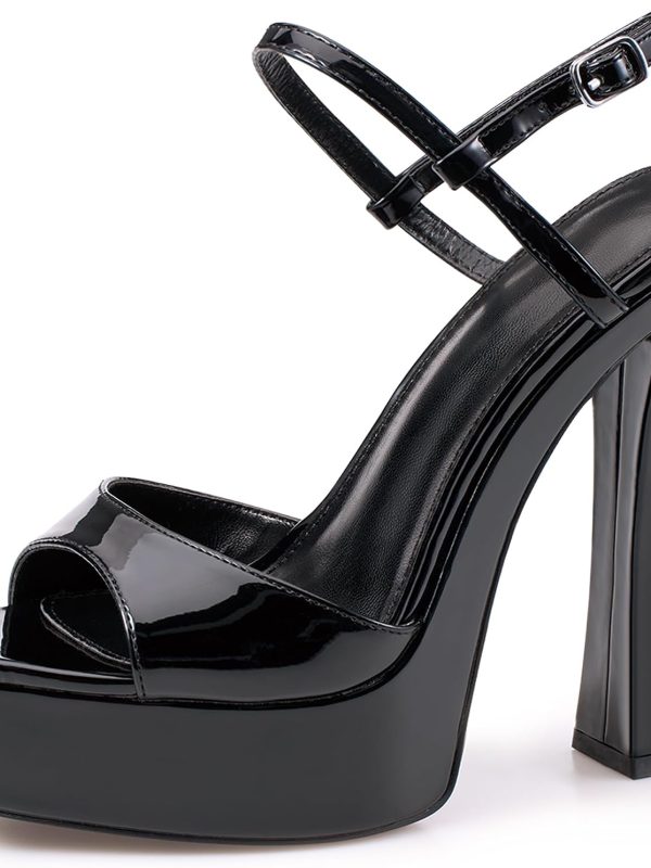 Women's Platform Round-Toe Open-Toe Chunky Heel Sandals