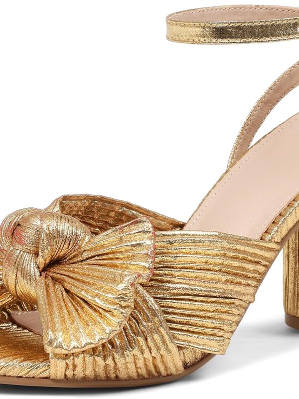 Women's Bow Detail Chunky Heel Ankle Strap Sandals